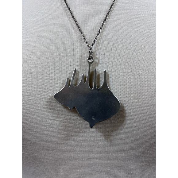 VTG Mid Century Pewter Viking Pendant Norway Boat Necklace Sign Eivind Hillestad - Picture 6 of 9